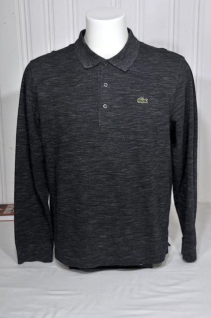 Polo Lacoste Manches Longues Gris Anthracite Chiné – Taille L