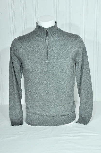 Pull homme gris en cachemire et laine – Col camionneur zippé – Taille S