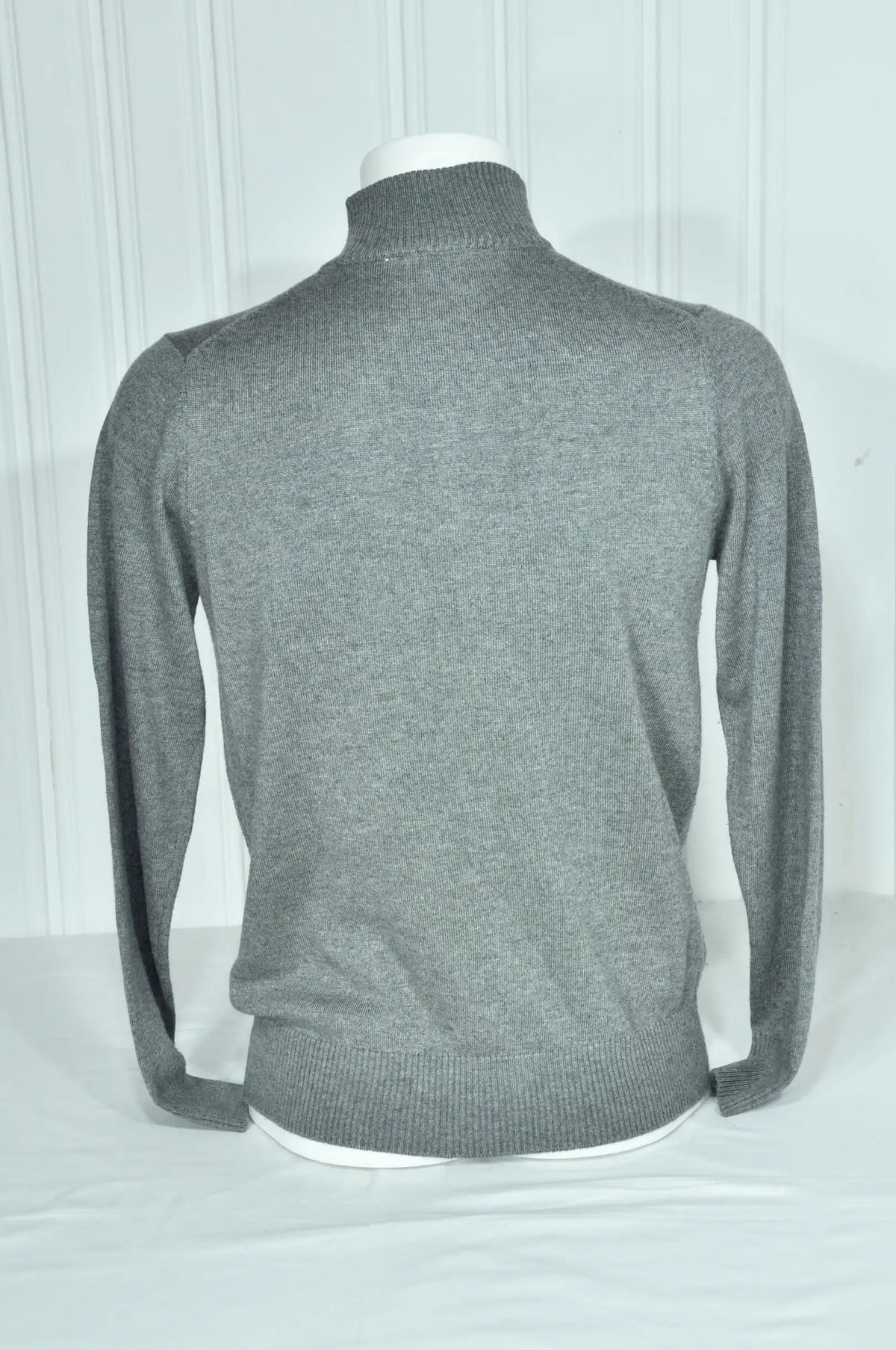 Pull homme gris en cachemire et laine – Col camionneur zippé – Taille S