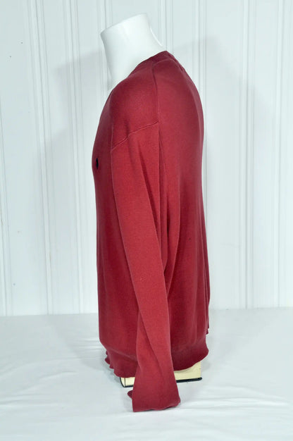 Pull Polo Ralph Lauren homme rouge brique – Col V – Taille XL