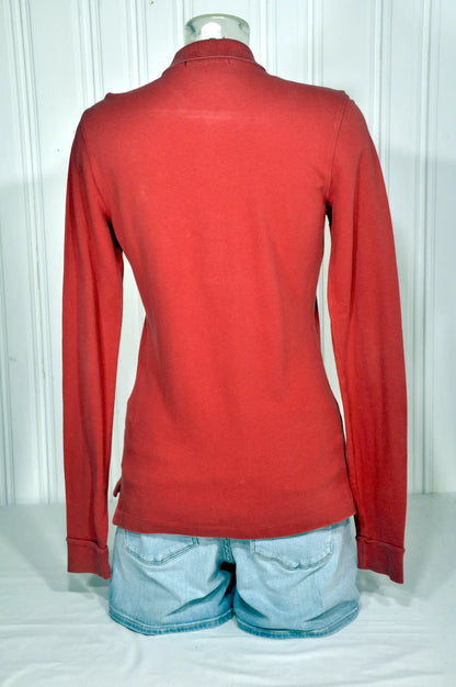 Polo Ralph Lauren Femme Rouge Brique Manches Longues – Taille M