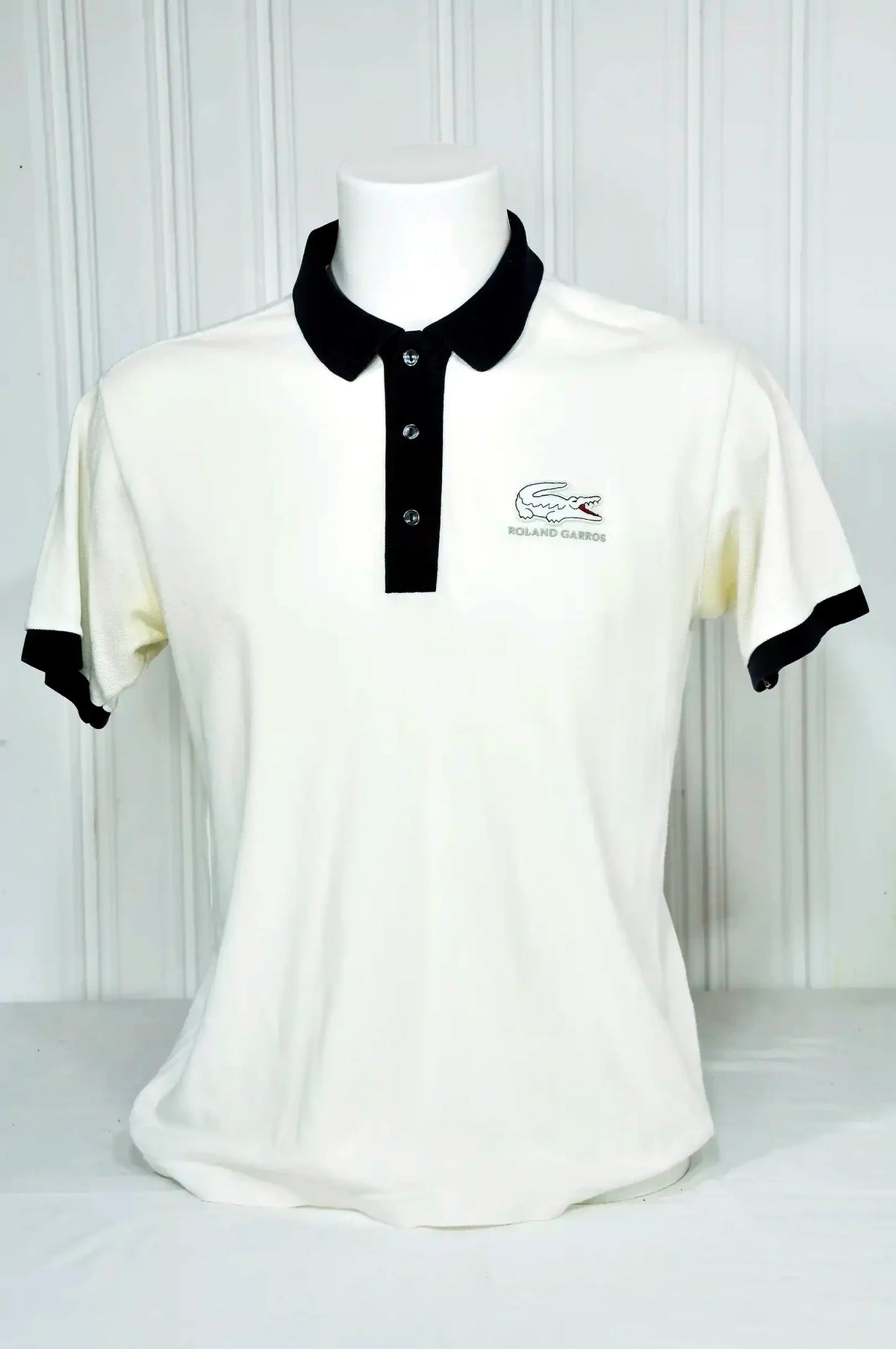 Polo Lacoste Roland-Garros vintage blanc – Taille M