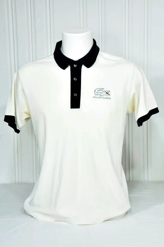 Polo Lacoste Roland-Garros vintage blanc – Taille M