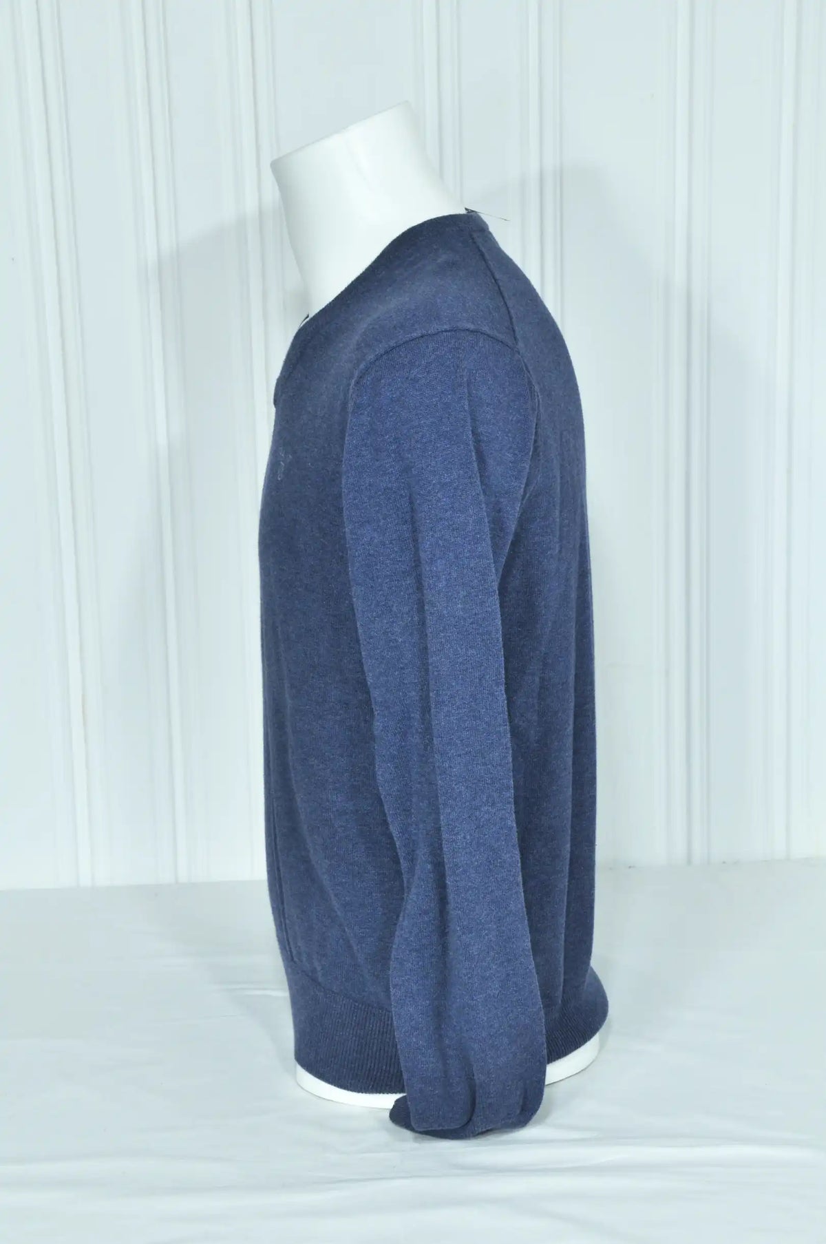 Pull GANT homme bleu chiné en coton – Col V – Taille M