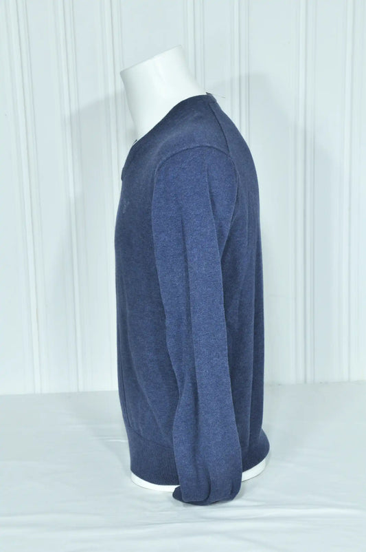 Pull GANT homme bleu chiné en coton – Col V – Taille M