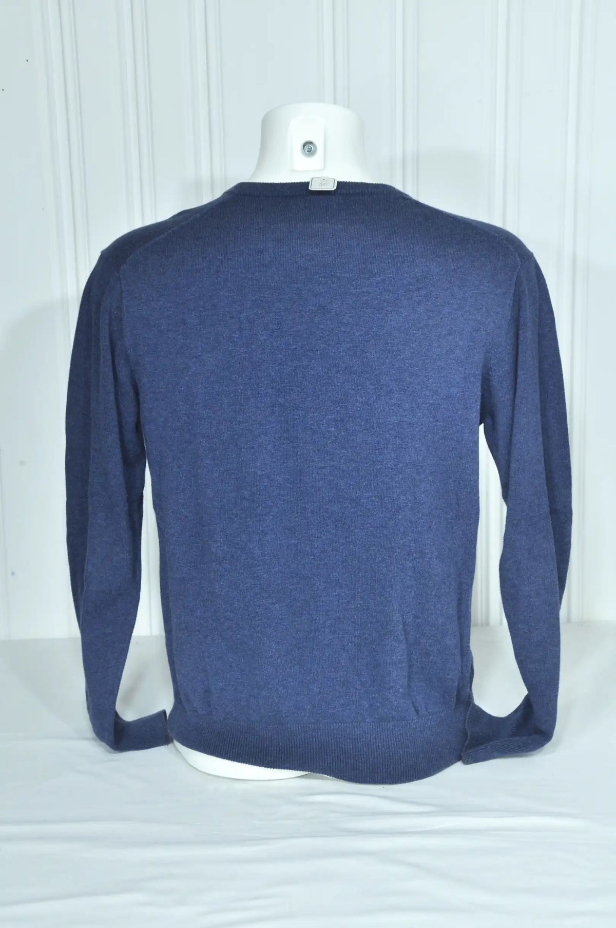 Pull GANT homme bleu chiné en coton – Col V – Taille M