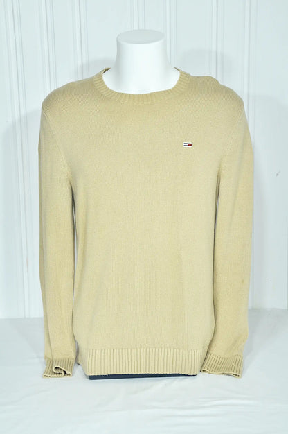 Pull Tommy Jeans homme beige en coton – Col rond – Taille M