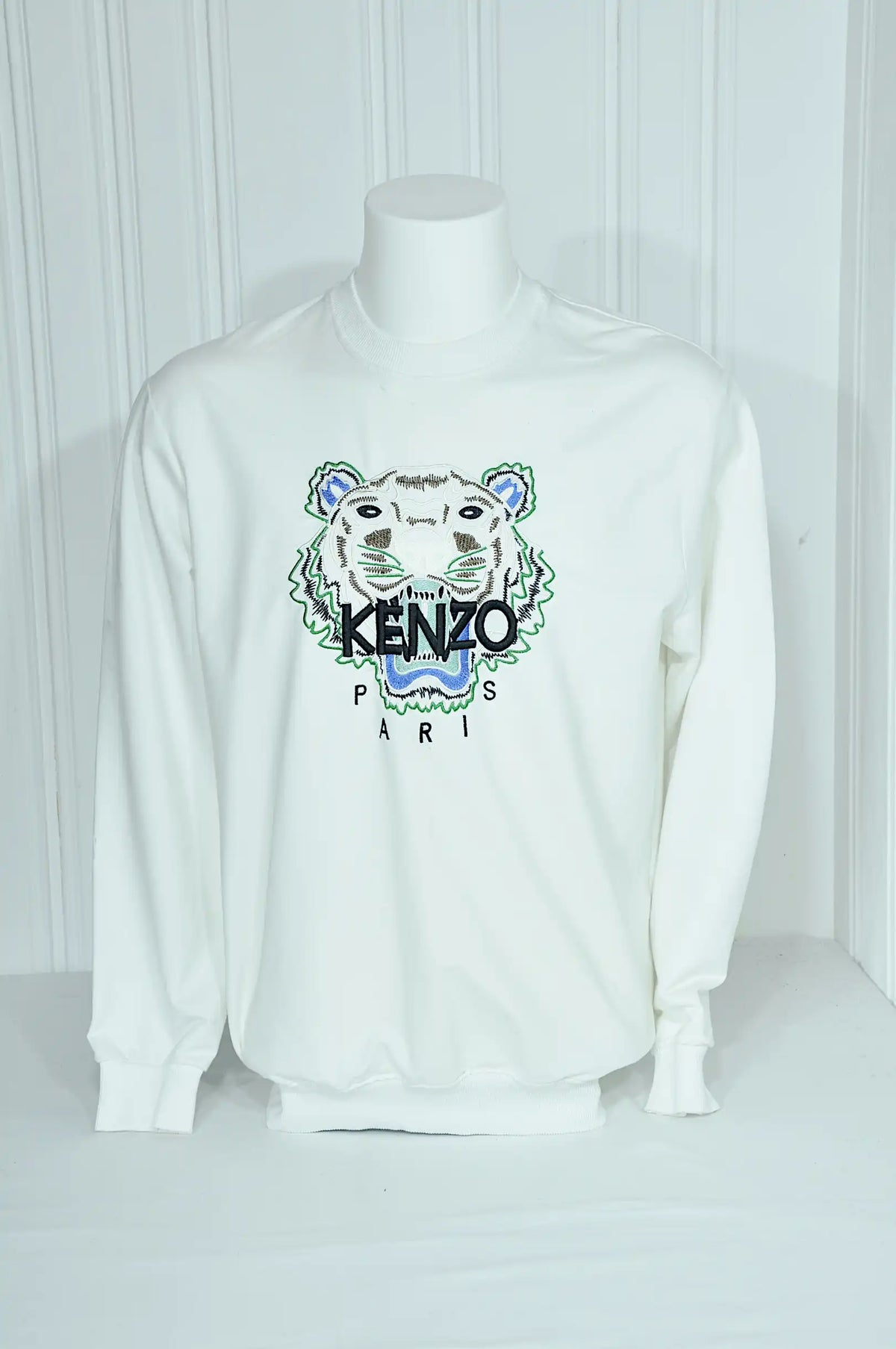 Sweat-shirt KENZO Paris blanc – Tigre brodé – Taille XXL (taille petit)