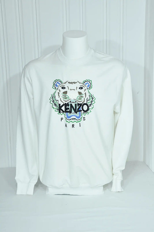 Sweat-shirt KENZO Paris blanc – Tigre brodé – Taille XXL (taille petit)