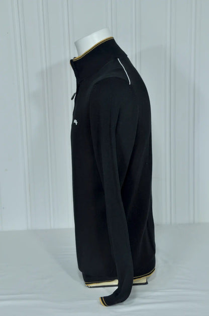 Pull BOSS homme noir à col zippé – Détails jaunes – Taille M