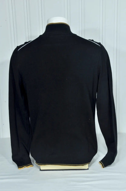 Pull BOSS homme noir à col zippé – Détails jaunes – Taille M