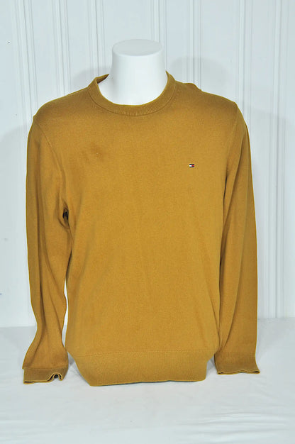 Pull Tommy Hilfiger jaune moutarde en coton et cachemire – Taille M