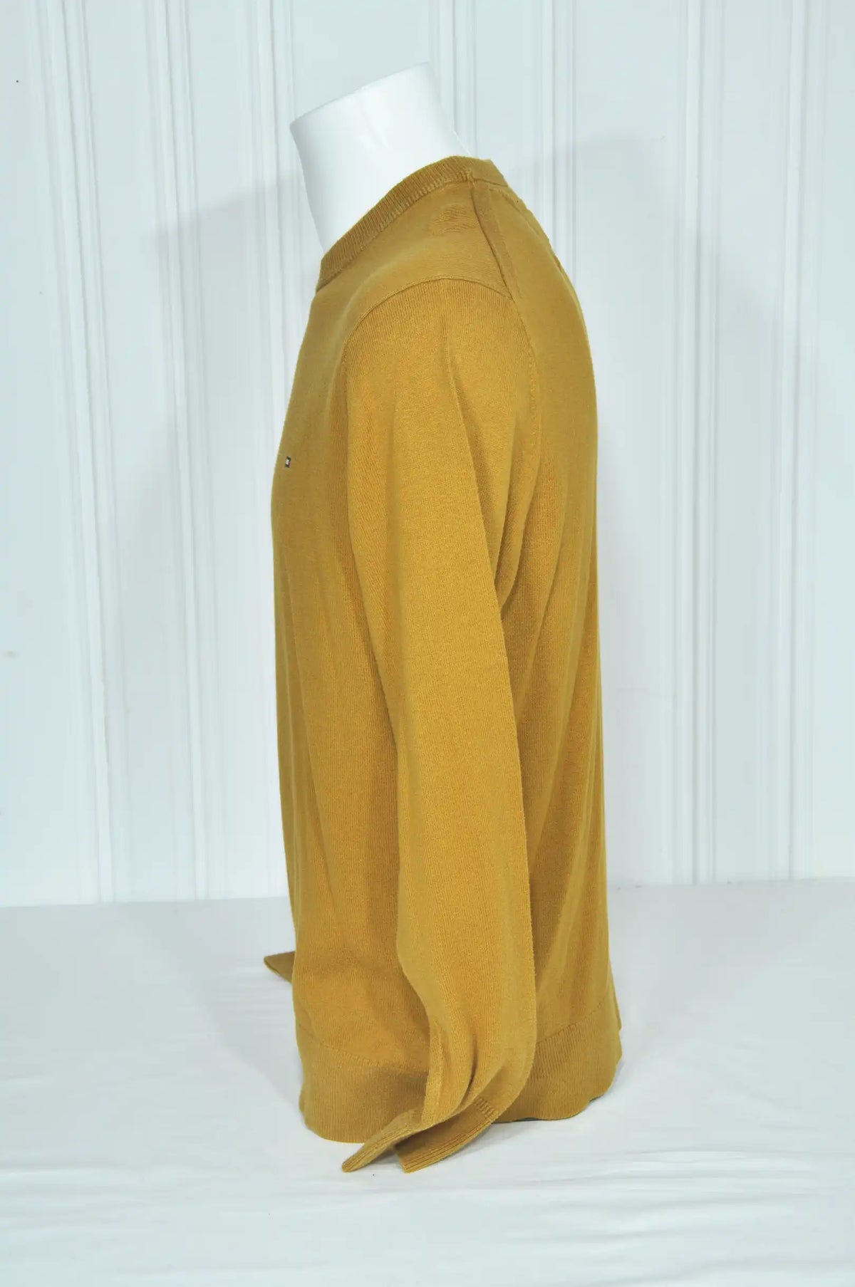 Pull Tommy Hilfiger jaune moutarde en coton et cachemire – Taille M