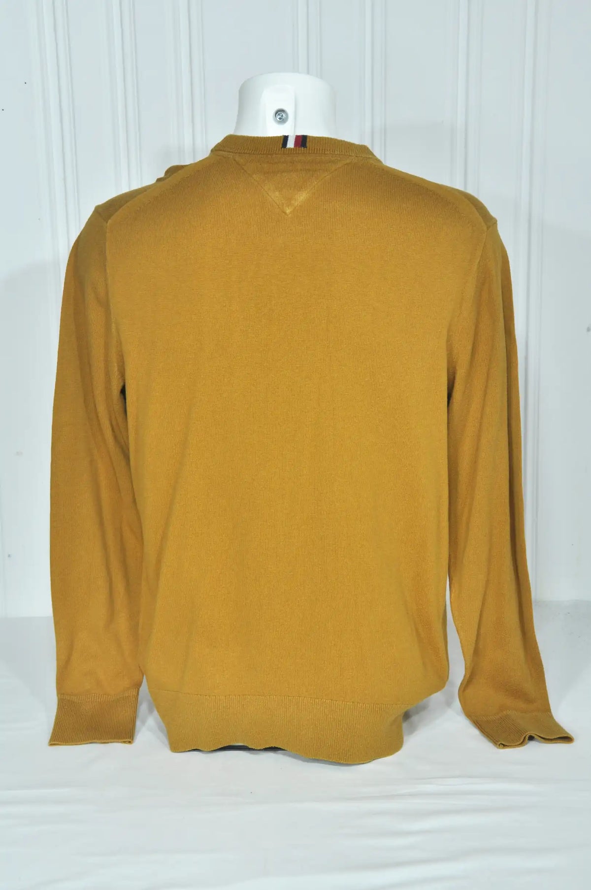 Pull Tommy Hilfiger jaune moutarde en coton et cachemire – Taille M