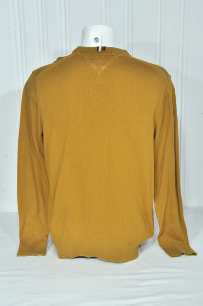 Pull Tommy Hilfiger jaune moutarde en coton et cachemire – Taille M
