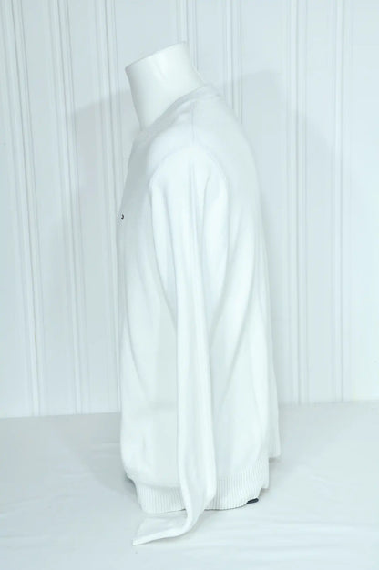 Pull Tommy Hilfiger blanc à col V – Taille L