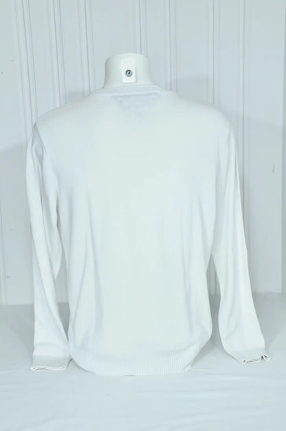 Pull Tommy Hilfiger blanc à col V – Taille L