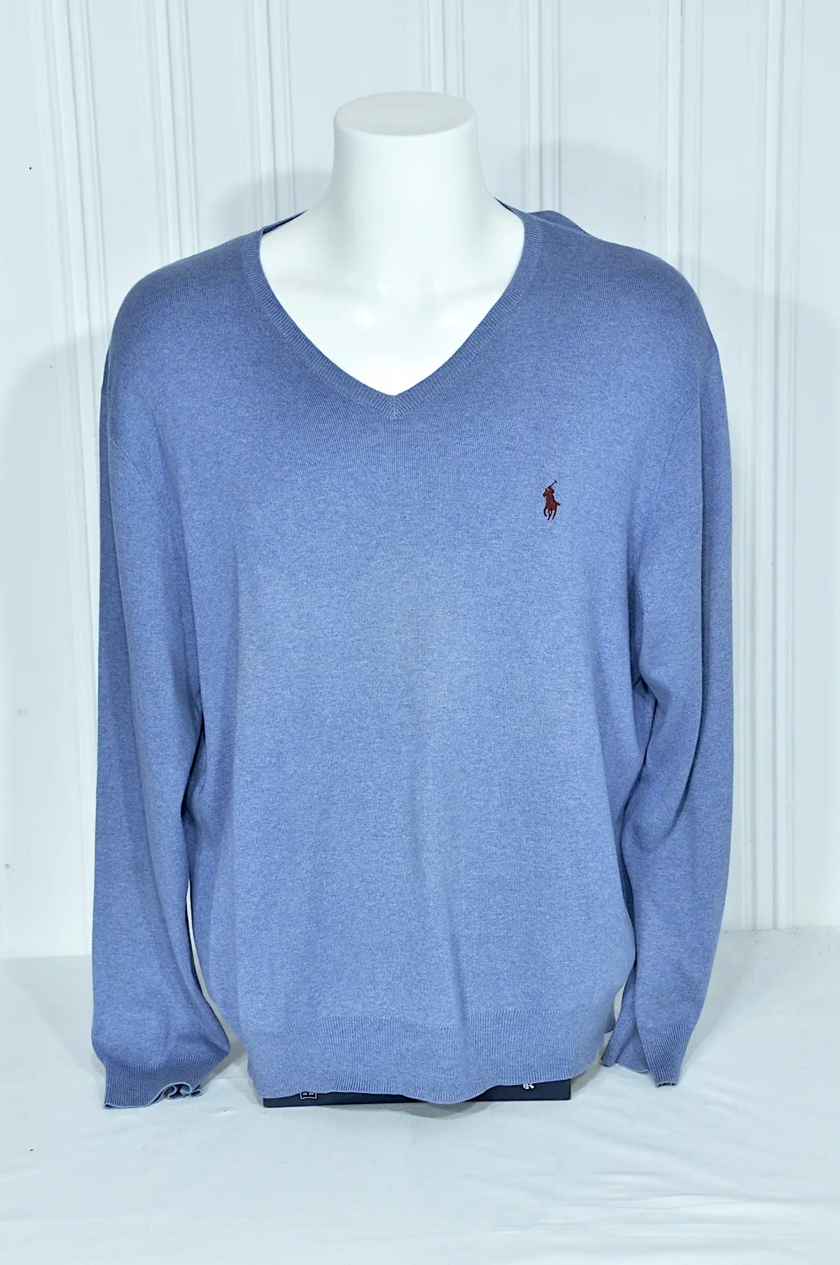 Pull Ralph Lauren bleu clair à col V – Taille XL