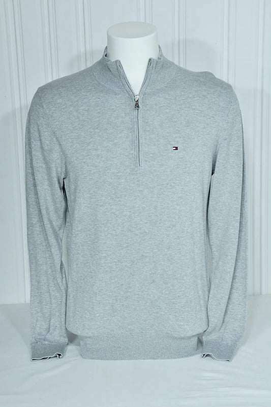 Pull Tommy Hilfiger Golf gris clair à col zippé – Taille S