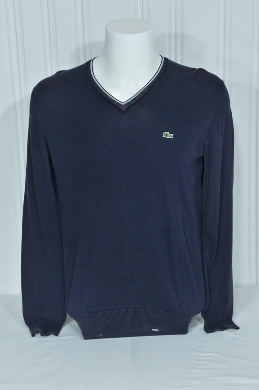 Pull Lacoste bleu marine à col V – Taille M