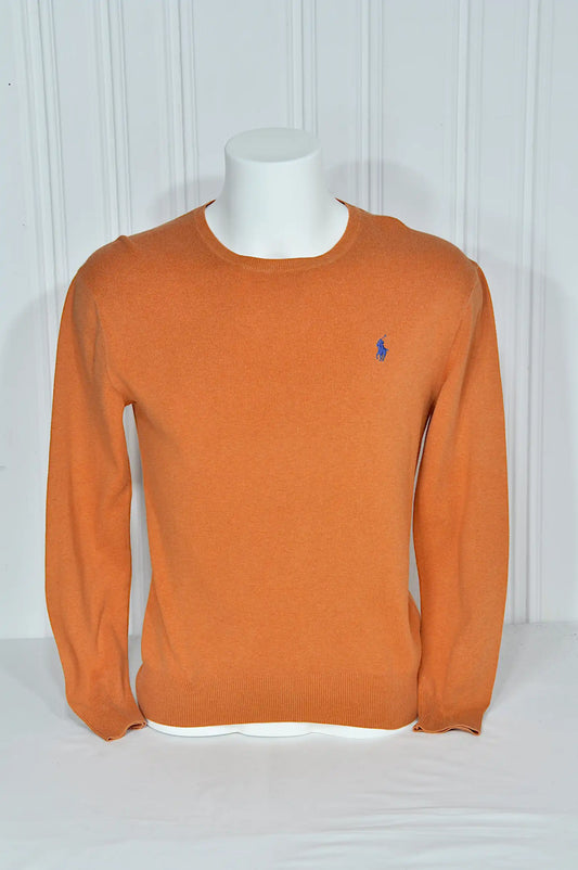 Pull Ralph Lauren orange à col rond – Taille S Slim Fit