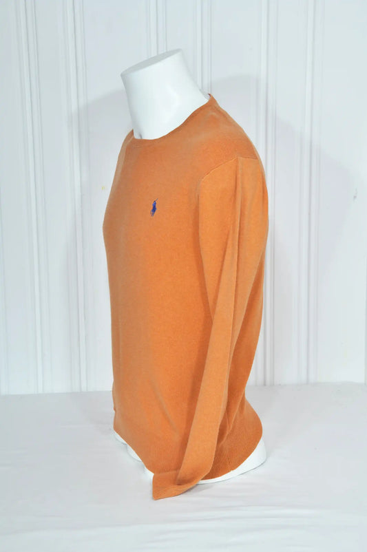 Pull Ralph Lauren orange à col rond – Taille S Slim Fit