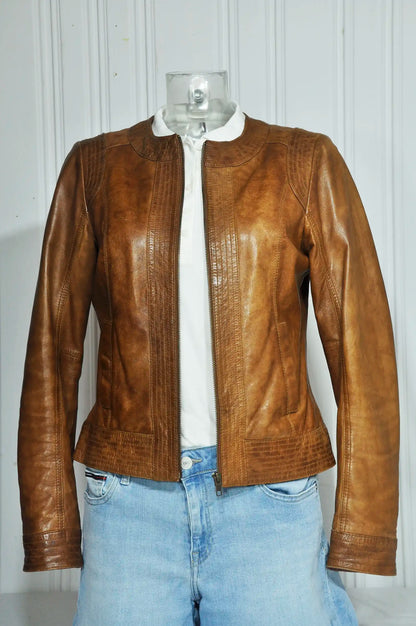 Veste en cuir marron vintage