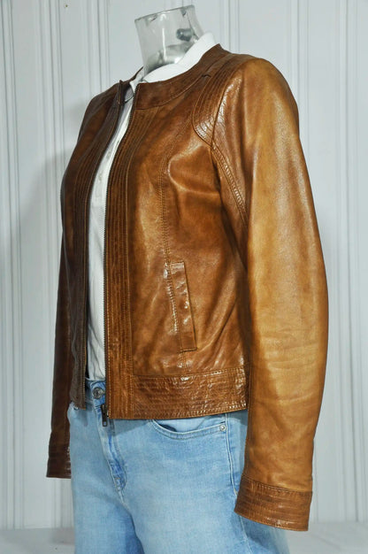 Veste en cuir marron vintage