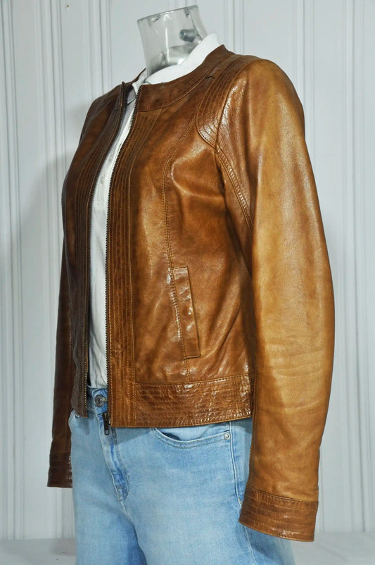 Veste en cuir marron vintage