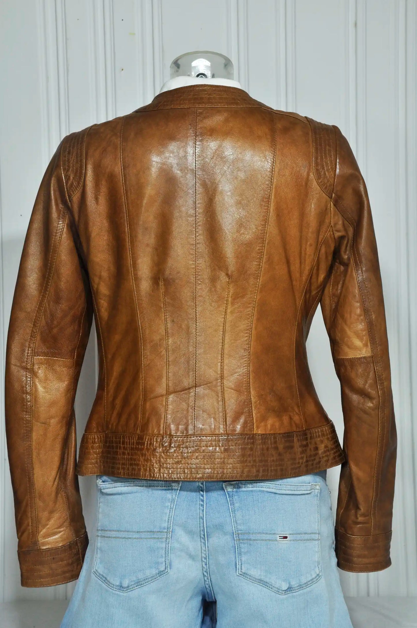 Veste en cuir marron vintage