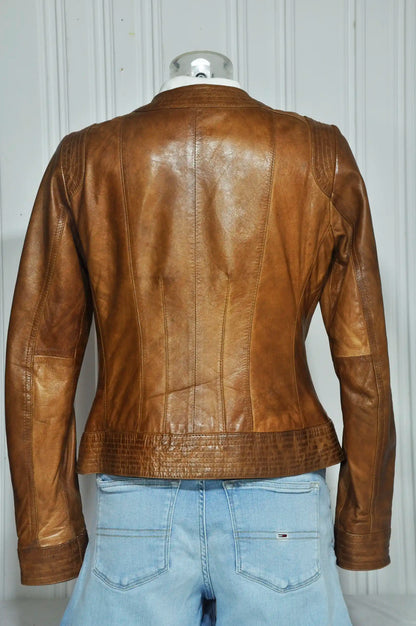 Veste en cuir marron vintage