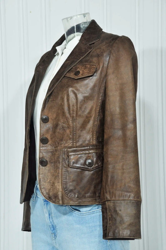 Veste en cuir marron M vintage