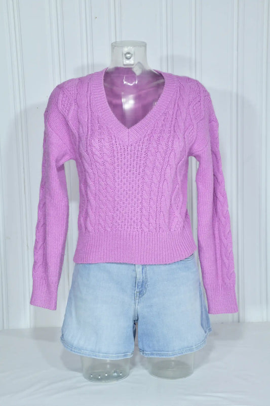 Pull femme torsadé rose – Taille S