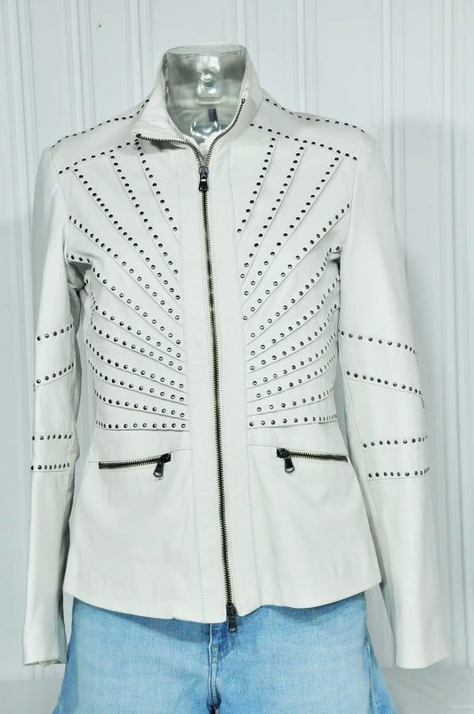 Blouson en cuir blanche T46 vintage