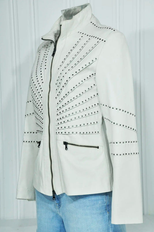 Blouson en cuir blanche T46 vintage