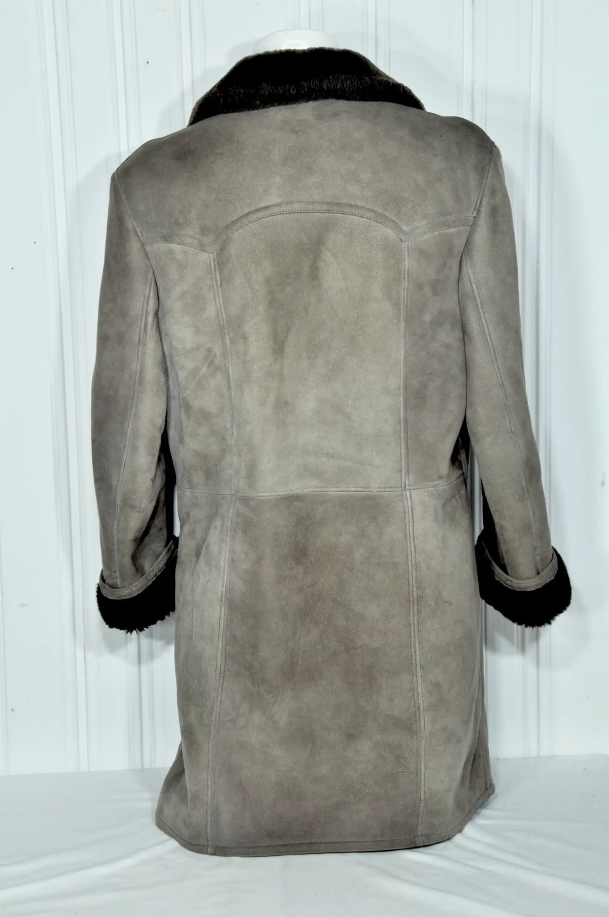 Manteau vintage homme en mouton retourné brun clair – Taille M