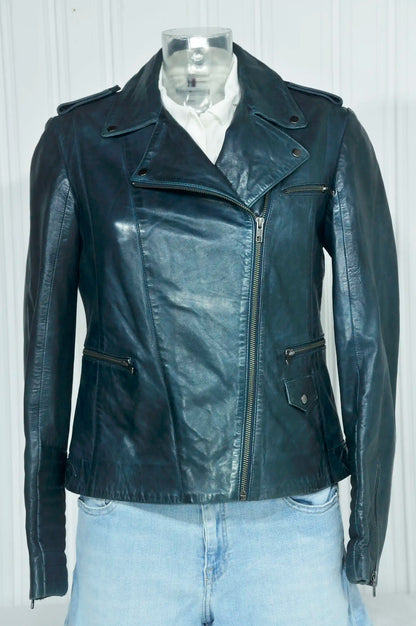 Leder Perfecto, Gr. 42, vintage, blau
