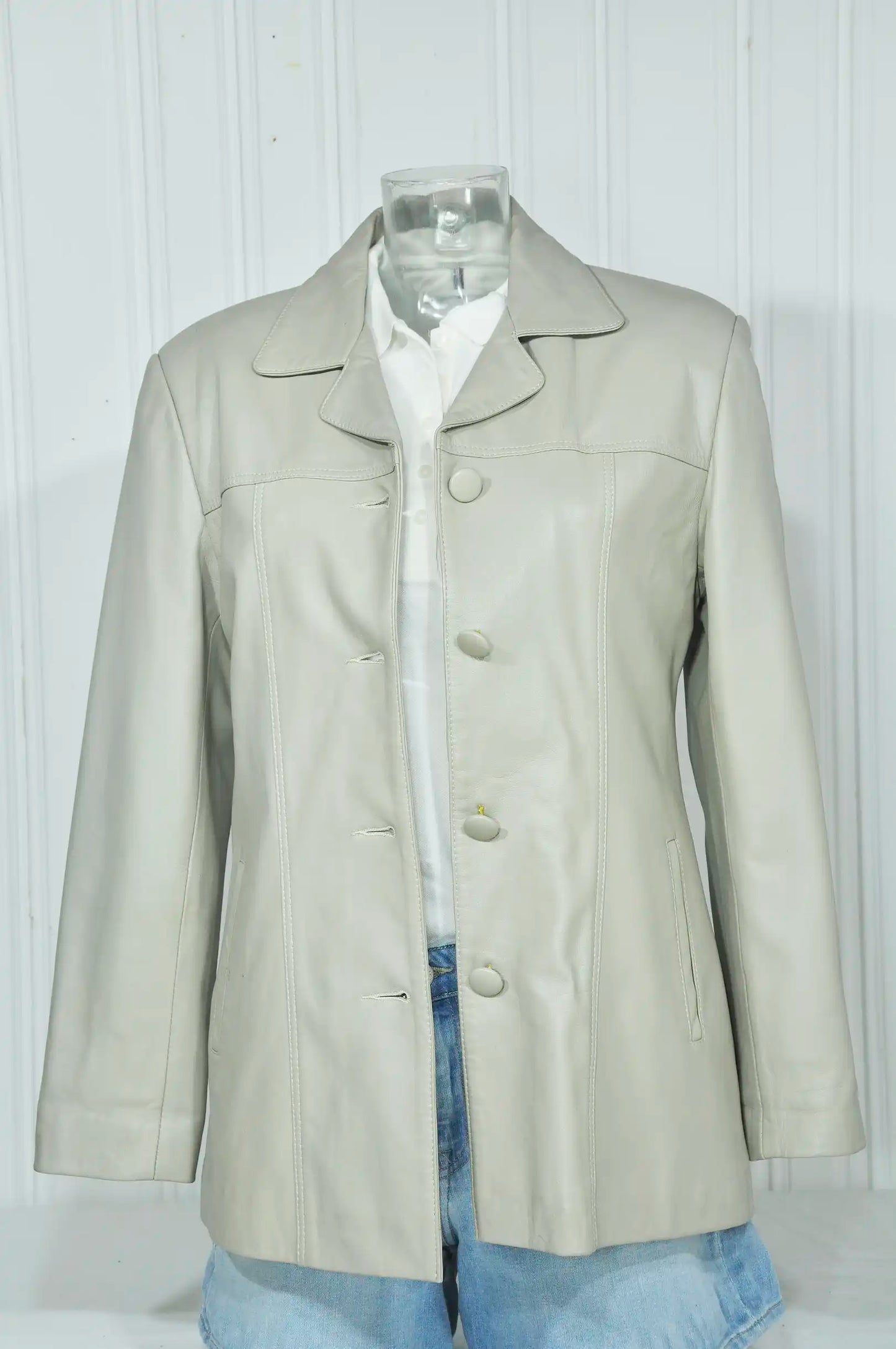 Veste longue en cuir vintage
