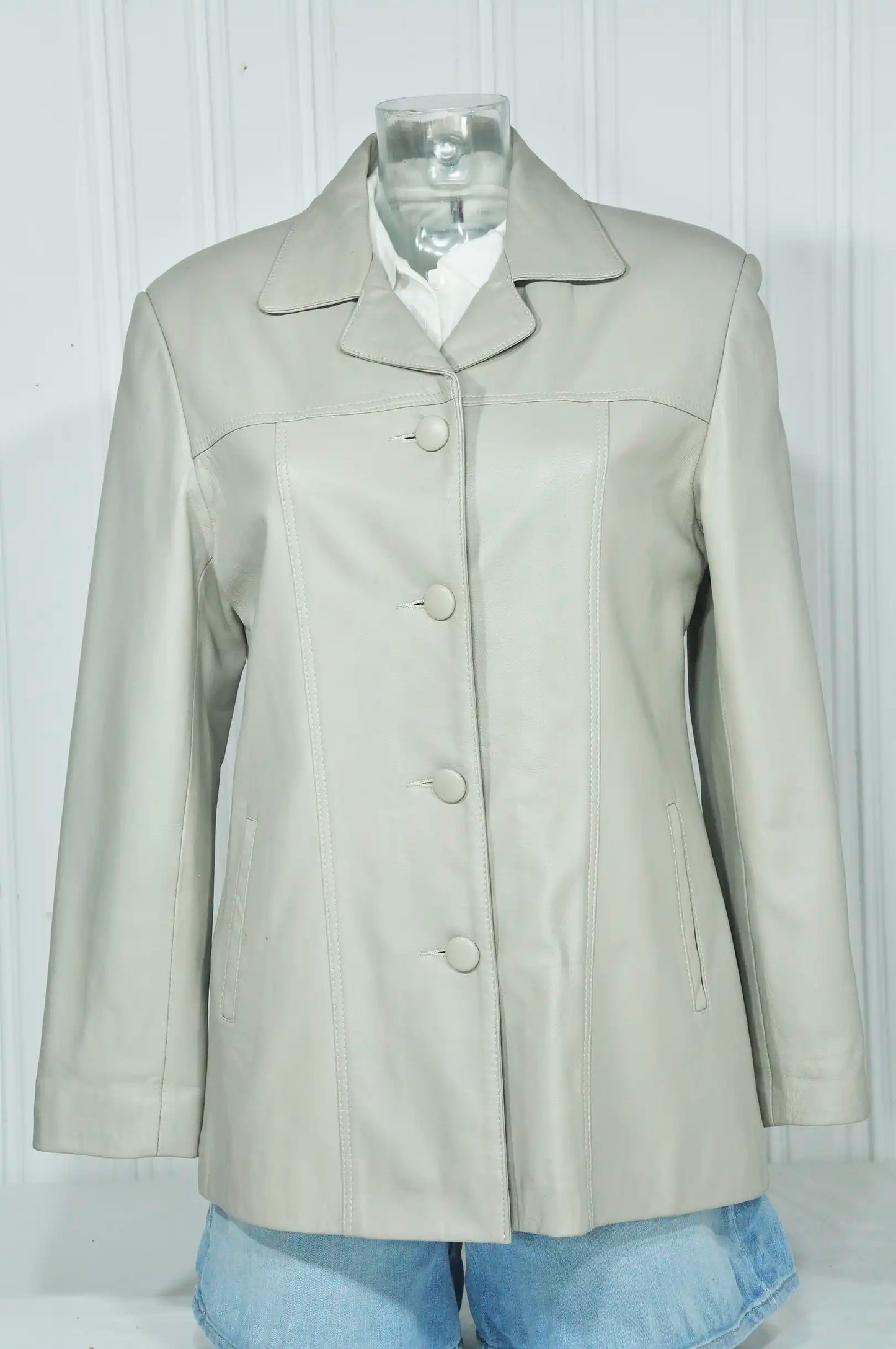 Veste longue en cuir vintage