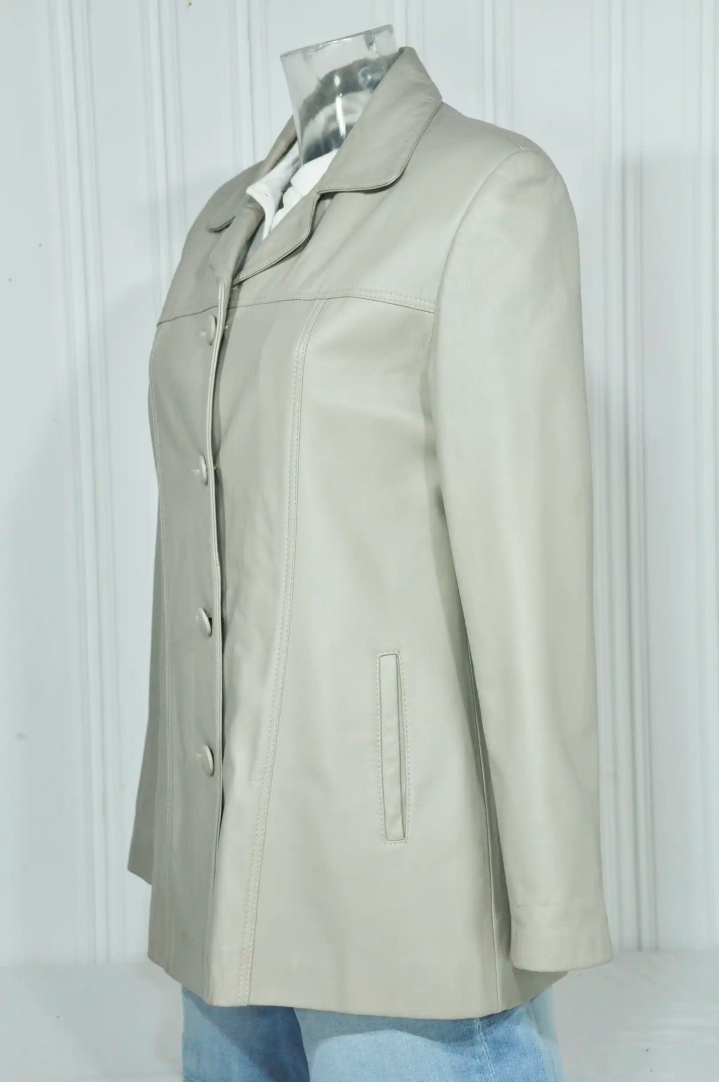 Veste longue en cuir vintage