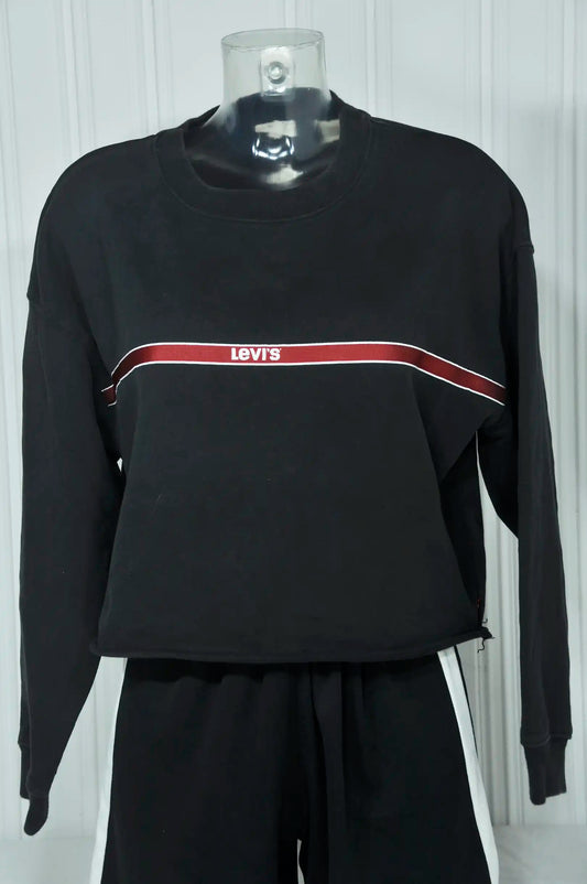 Vintage Marineblaue LEVI's M Cropped-Sweatshirt