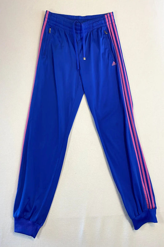 Pantalon de survêtement Adidas vintage bleu & rose – Taille M