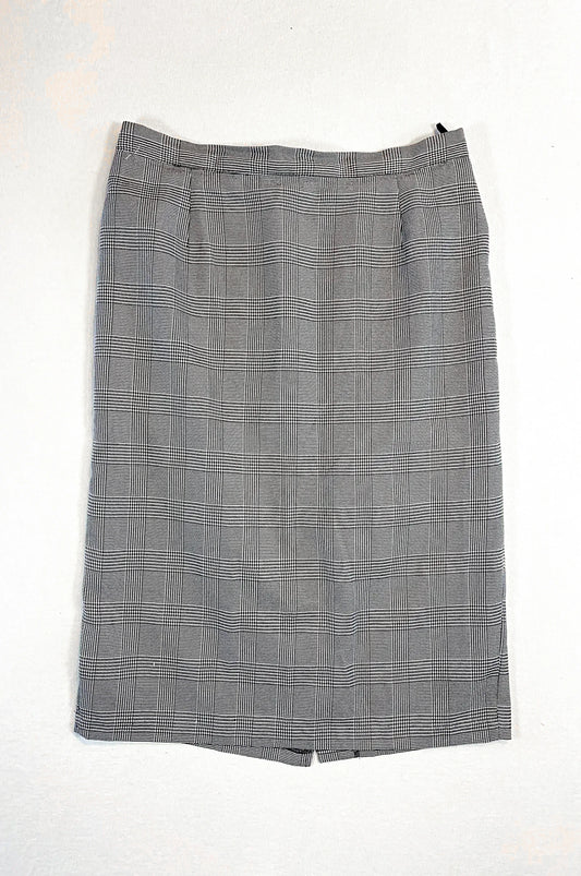 Jupe vintage Prince-de-Galles noir & blanc – Taille 46