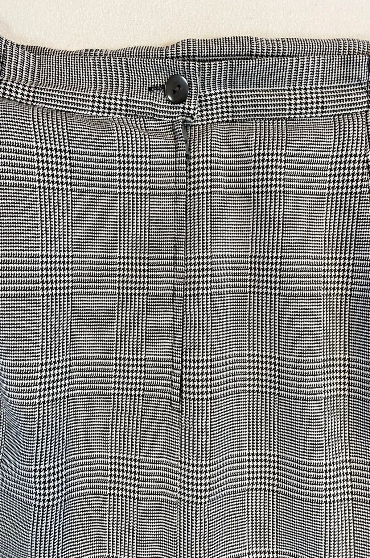 Jupe vintage Prince-de-Galles noir & blanc – Taille 46