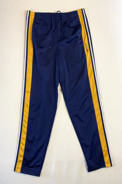Pantalon de survêtement Adidas vintage bleu marine & jaune – Taille M