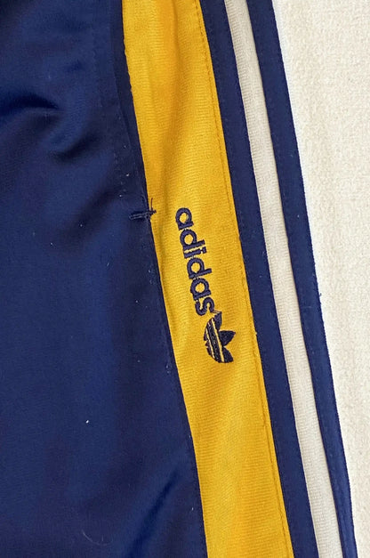 Pantalon de survêtement Adidas vintage bleu marine & jaune – Taille M